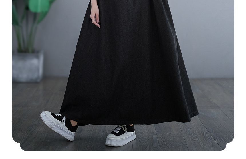 Lewwe - Maxi-jurk van effen denim