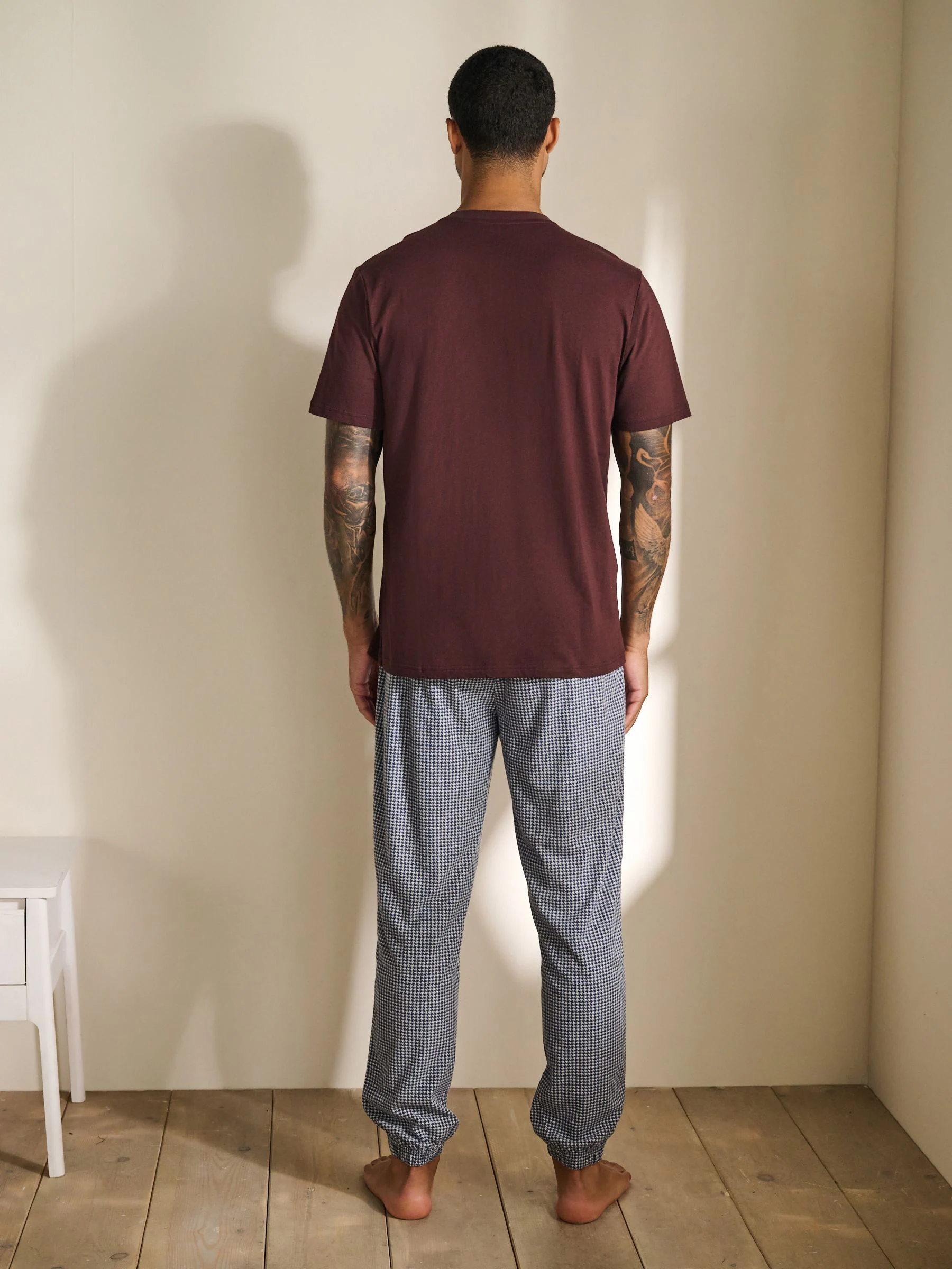 Blauw geruit - Motionflex Cosy Pyjama's met korte mouwen en boorden