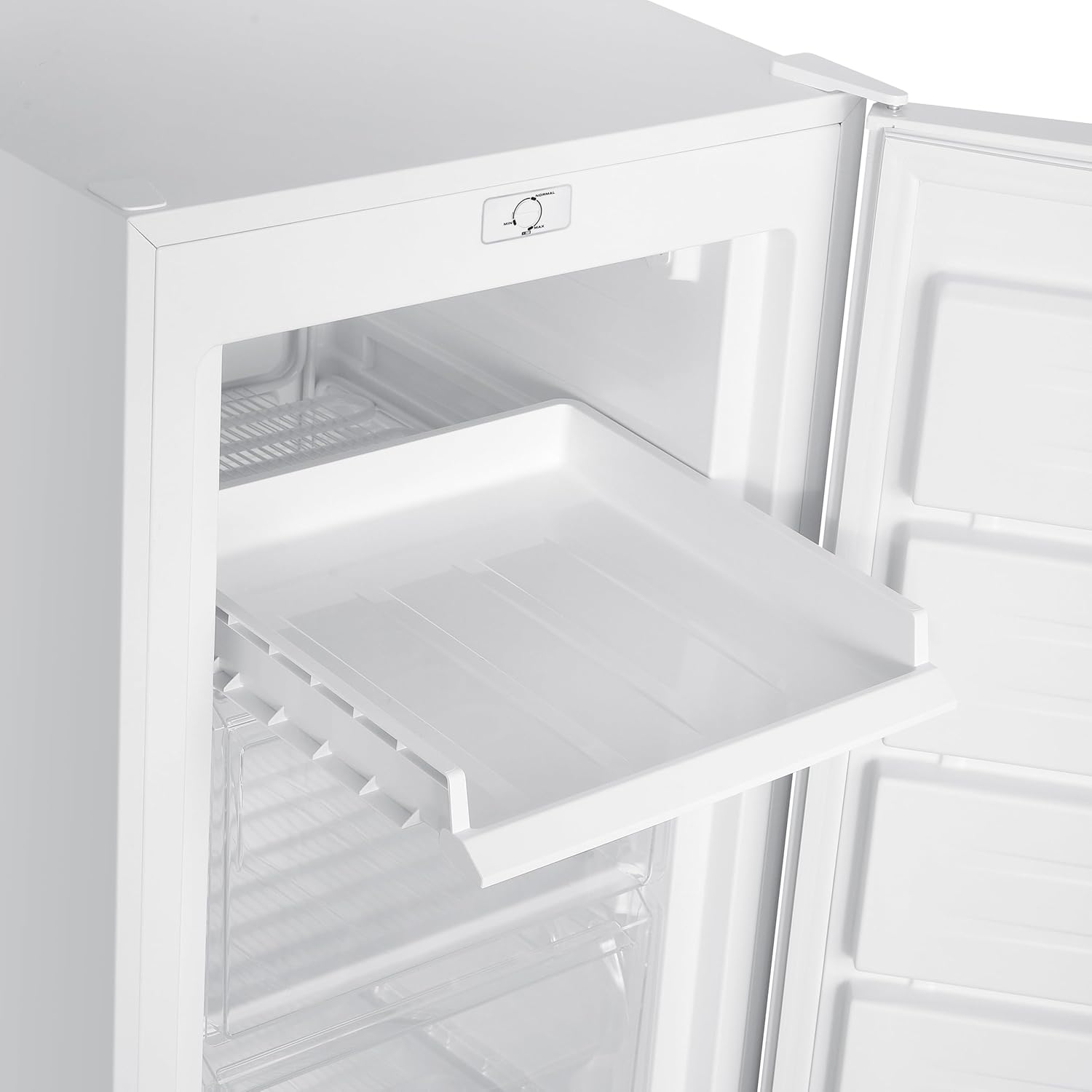 homeX Gefrierschrank, Tiefkühlschrank groß - 168L Nutzinhalt, 4-Sterne Gefrieren, XXL Freezer, Gefrierschränke freistehend, Temperaturregelung, wechselbarer Türanschlag, leise 40 dB, Gefriergerät weiß