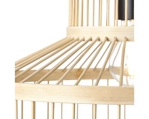 Hanglamp, 1-lichts, HxØ 120x35 cm, zwart/naturel, 99244/76