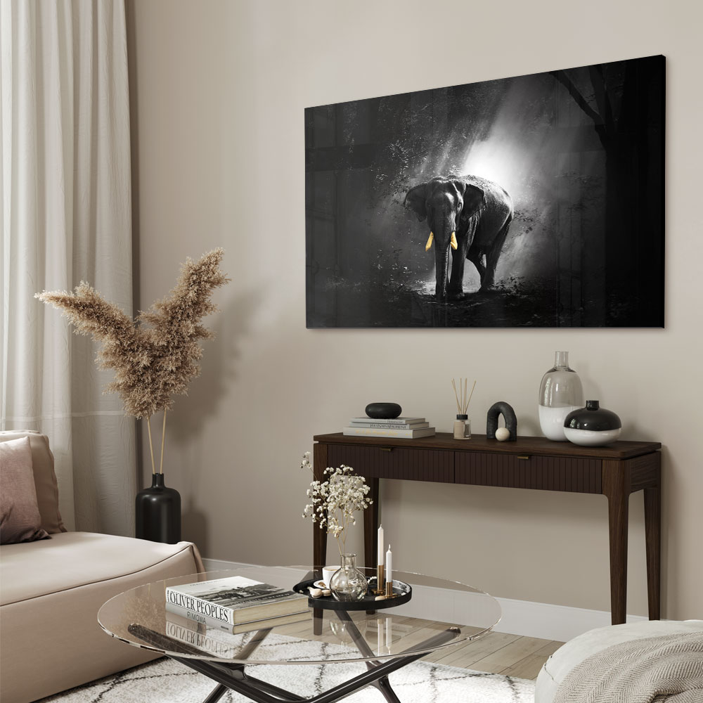 Walljar acrylglas schilderij - Golden Elephant Acrylglas schilderij - 70 x 100 cm