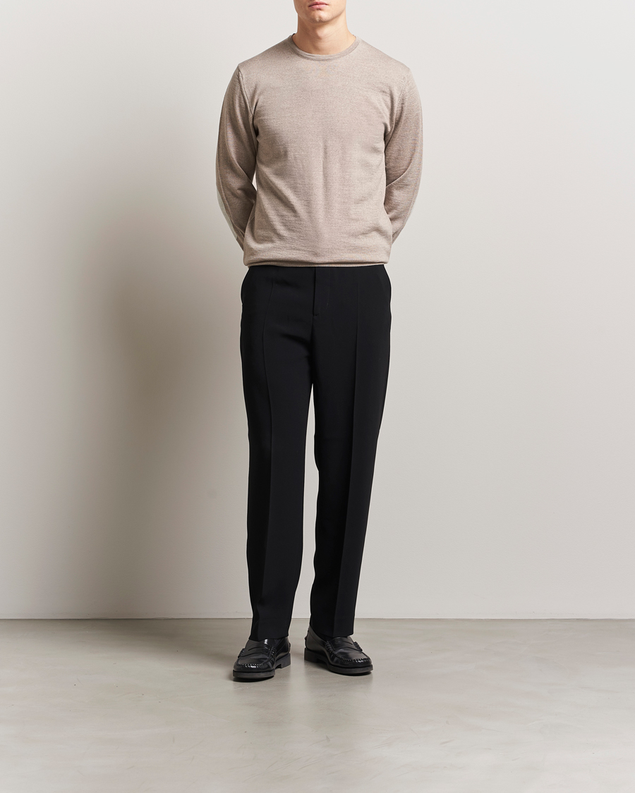 Stenströms Merino Patch Crew Neck Beige
