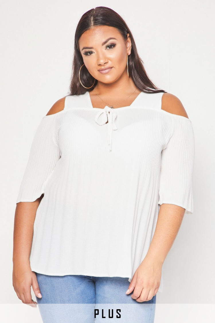 Blouse blanche épaules dénudées plissé