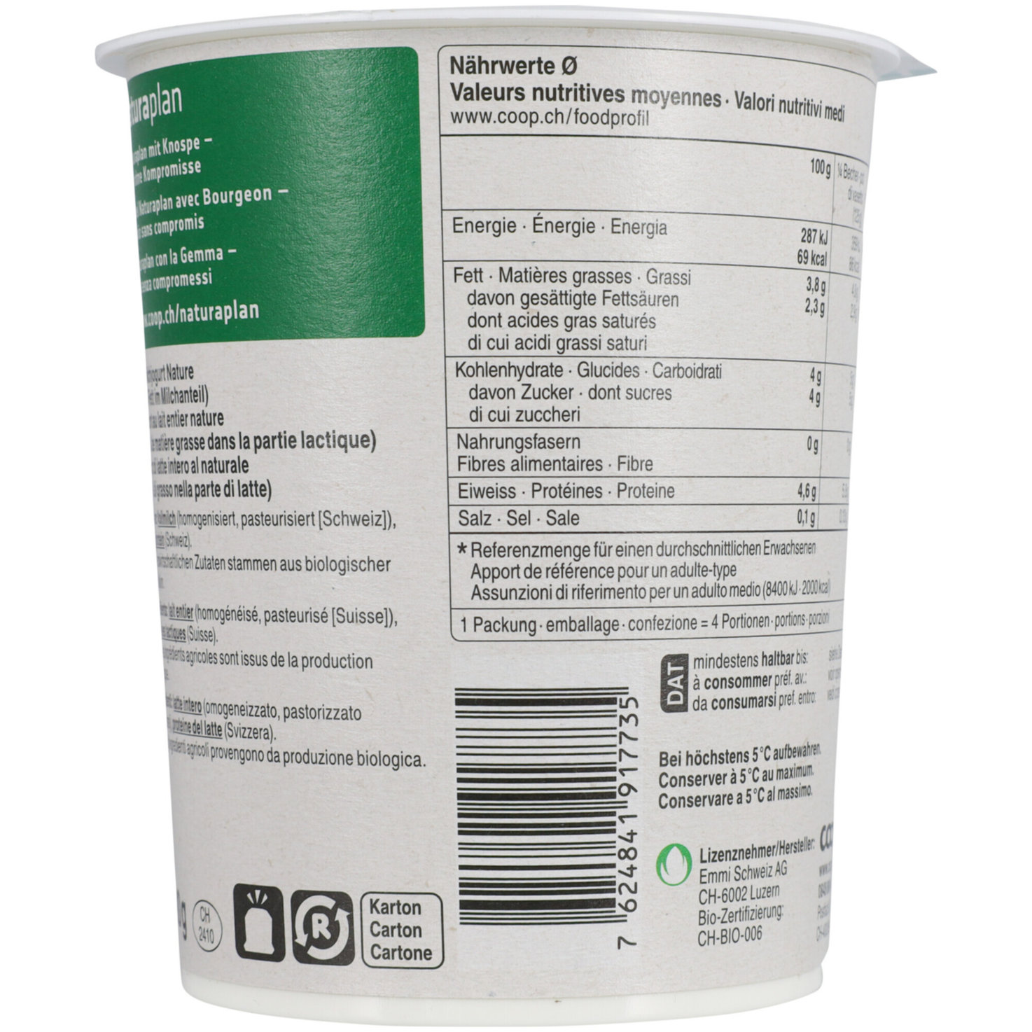 Naturaplan Bio Joghurt Natur -
