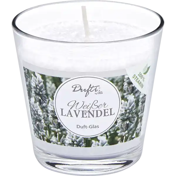 Gefülltes Glas Weißer Lavendel