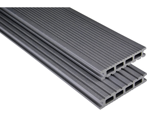 Konsta WPC terrasplanken Futura holle kamerprofiel mat 26x145 mm (verkoop per meter van 1,00 m tot max. 6,00 m) grijs
