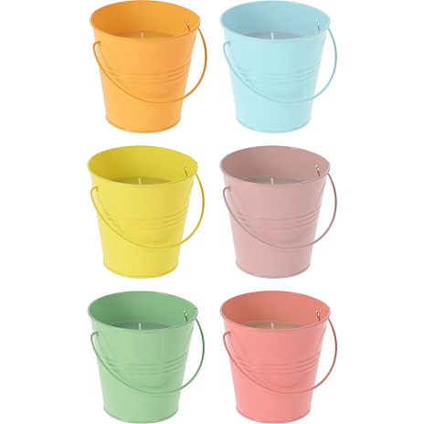 Lys med citronelladuft i spand 10,5 cm - flere varianter - assorteret
