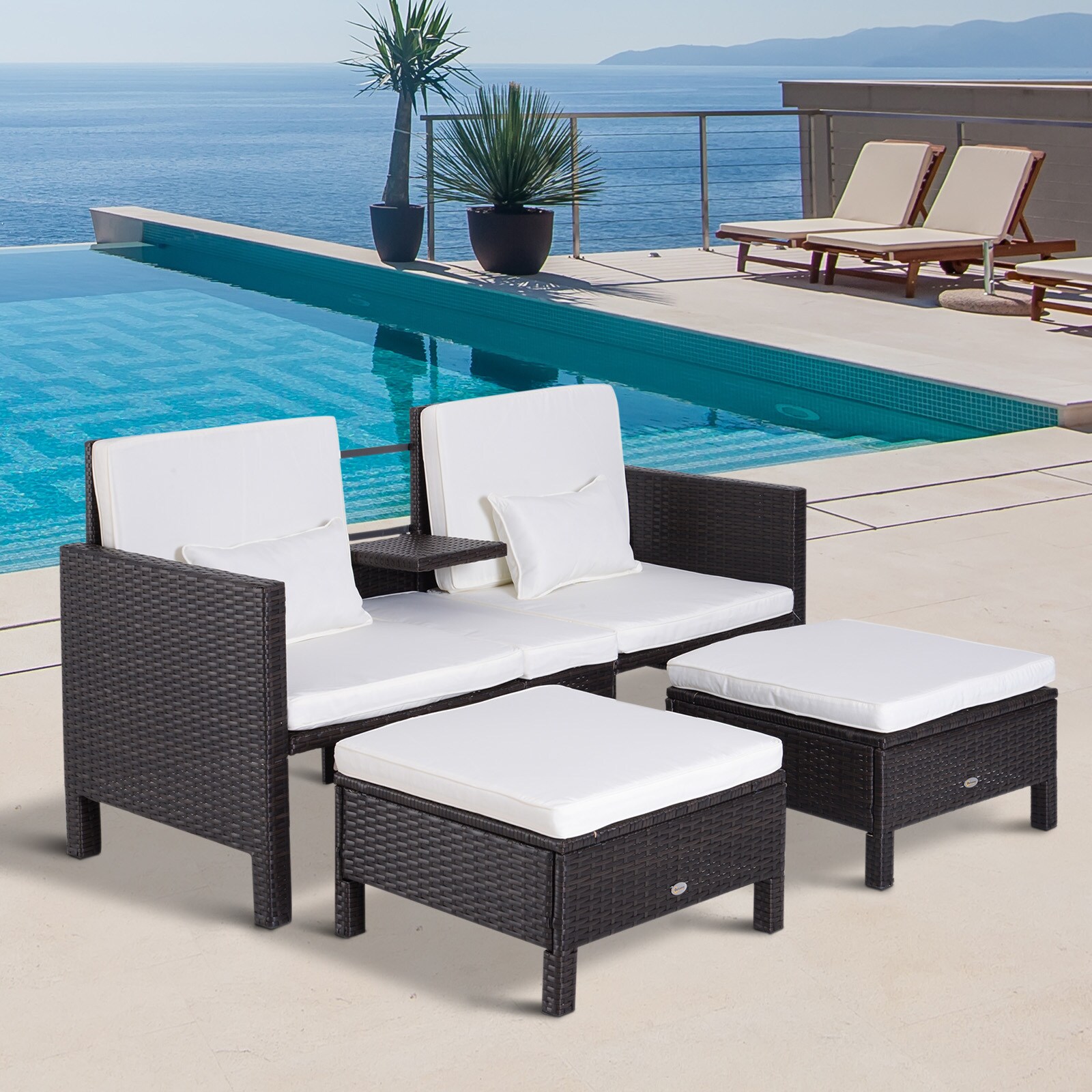 Outsunny Rattan-Sitzgruppe als 3-teiliges Set