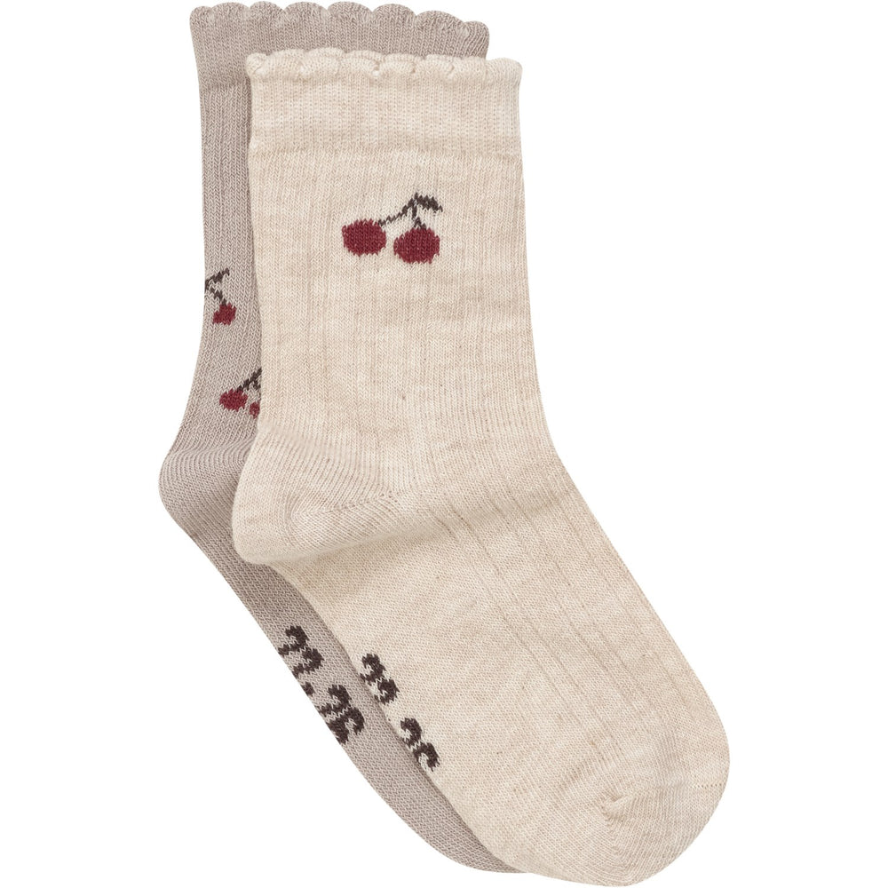 Køb Minymo Light Taupe Strømper Med Lettuce Hem 2-Pak
