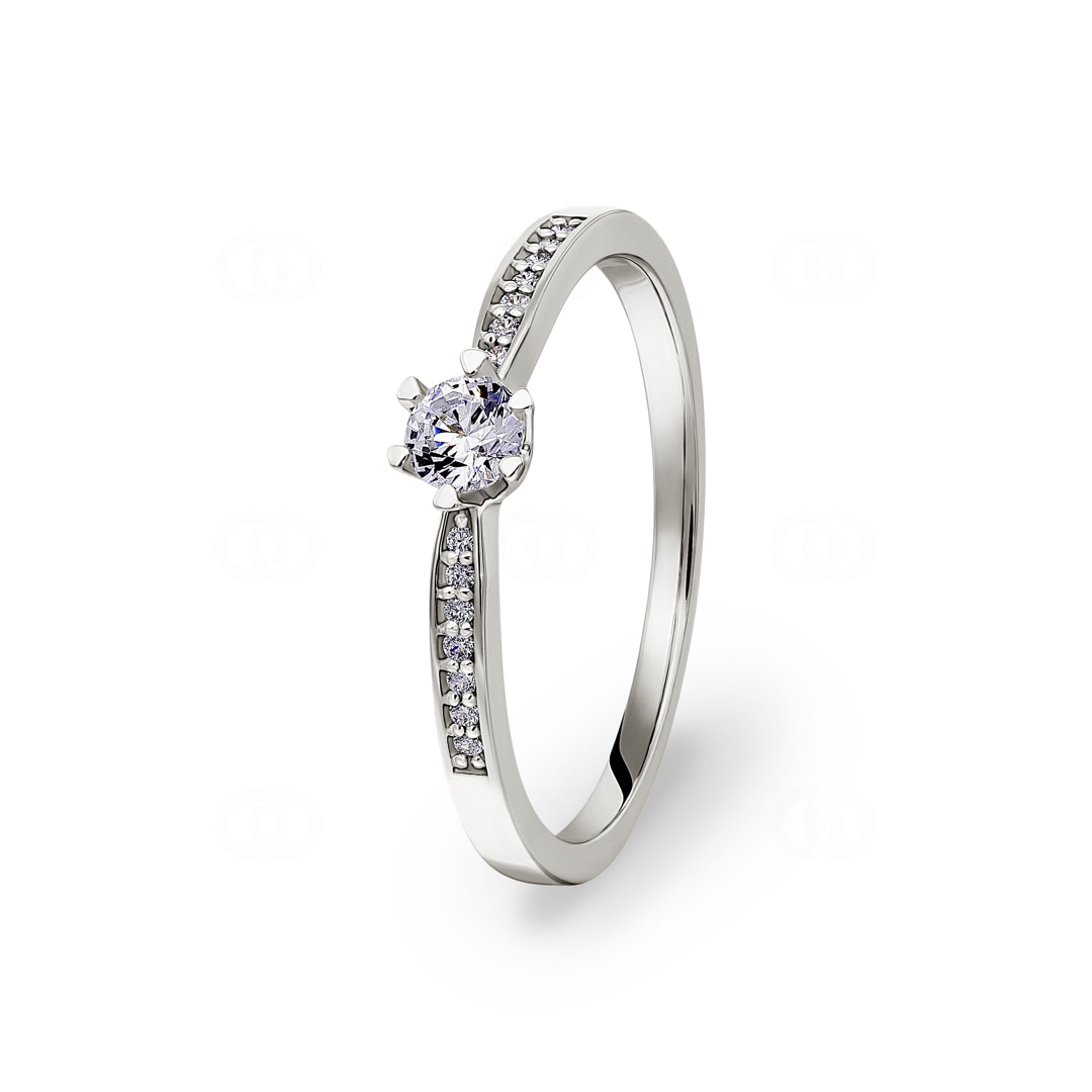 Verlobungsring 750/18 K Weissgold mit Diamanten 0.19 ct H/si