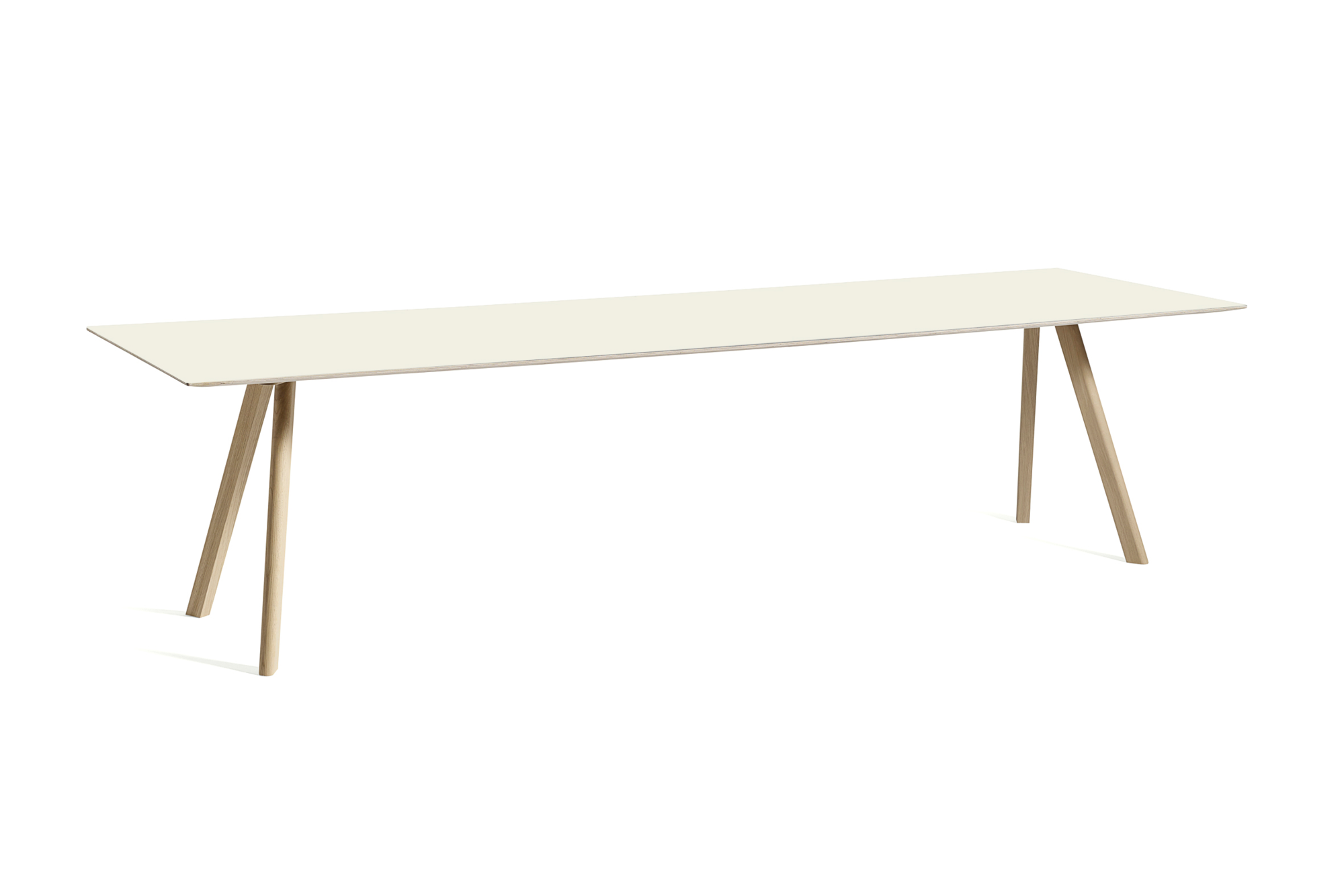 Eettafel CPH 30 300x90 mat gelakt onderstel linoleum wit blad