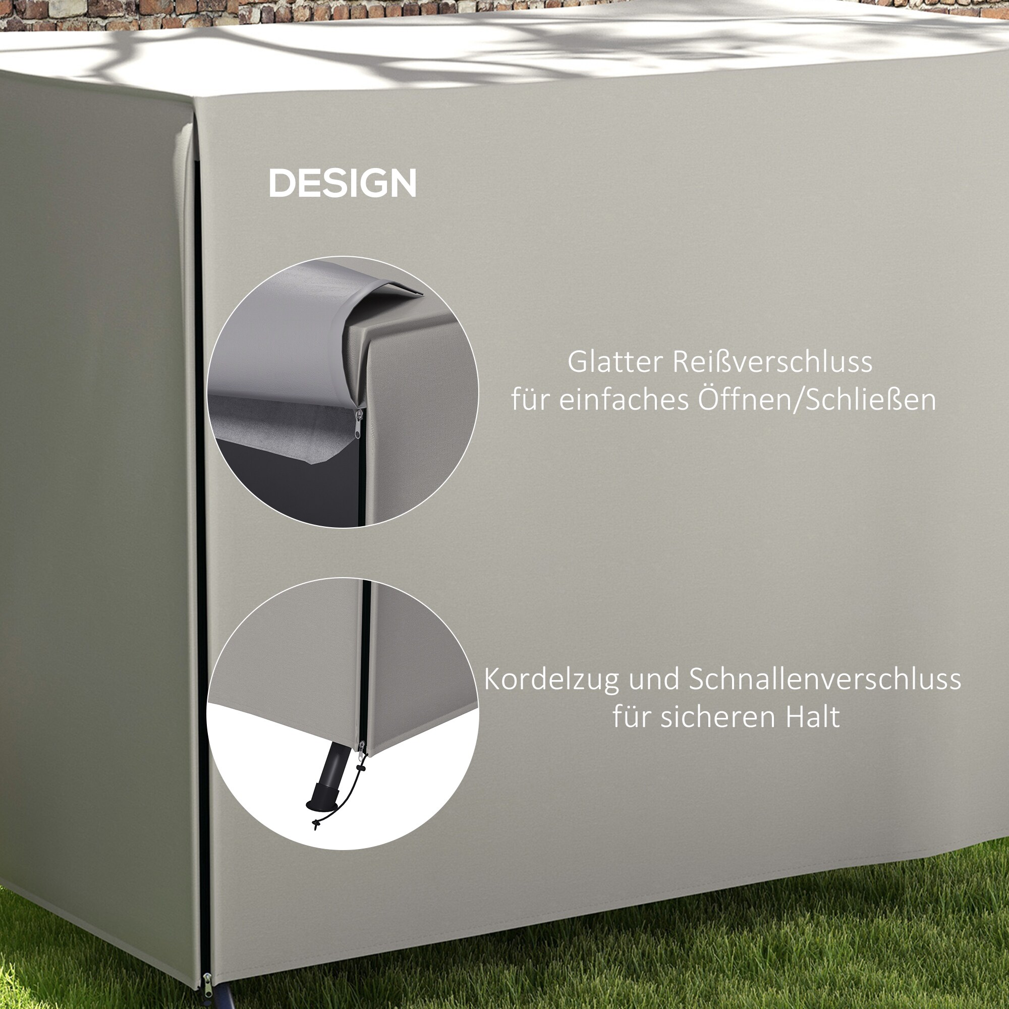 Outsunny Abdeckhaube für Hollywoodschaukeln mit Reißverschluss grau 205L x 124B x 164H cm