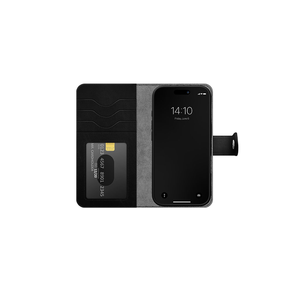 iPhone 17 2in1 MagSafe Leder Tasche   Hülle Slim Magnet Book Cover (IDMWPMS-I2561-01) - Schwarz