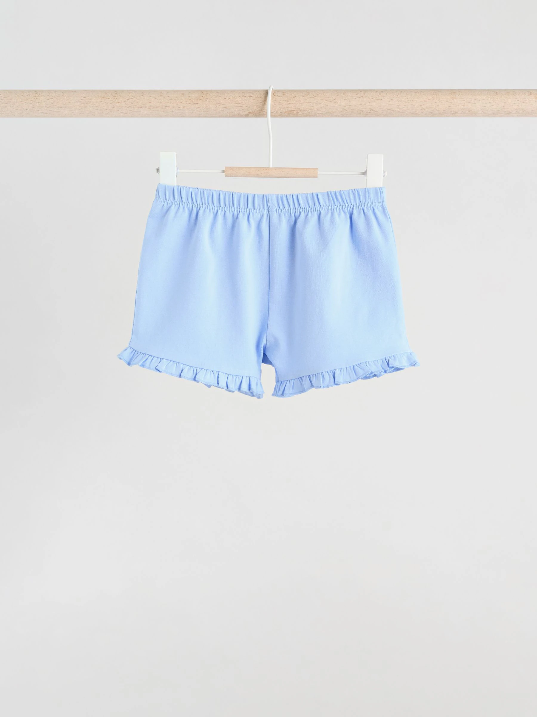 Blauw/wit met bloemenprint - 6 -delig Baby Set van T-shirt met ruches en short (0mnd-2jr)