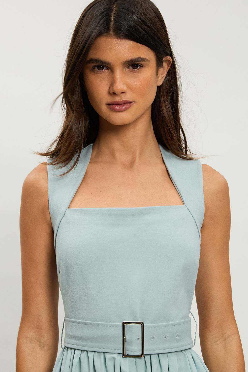 KarenMillen Petite robe maxi en mélange de coton jersey à encolure échancrée