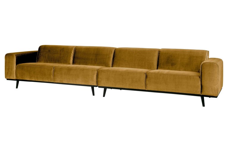 WOOOD Statement bank 4-zits 372cm,velvet honinggeel
