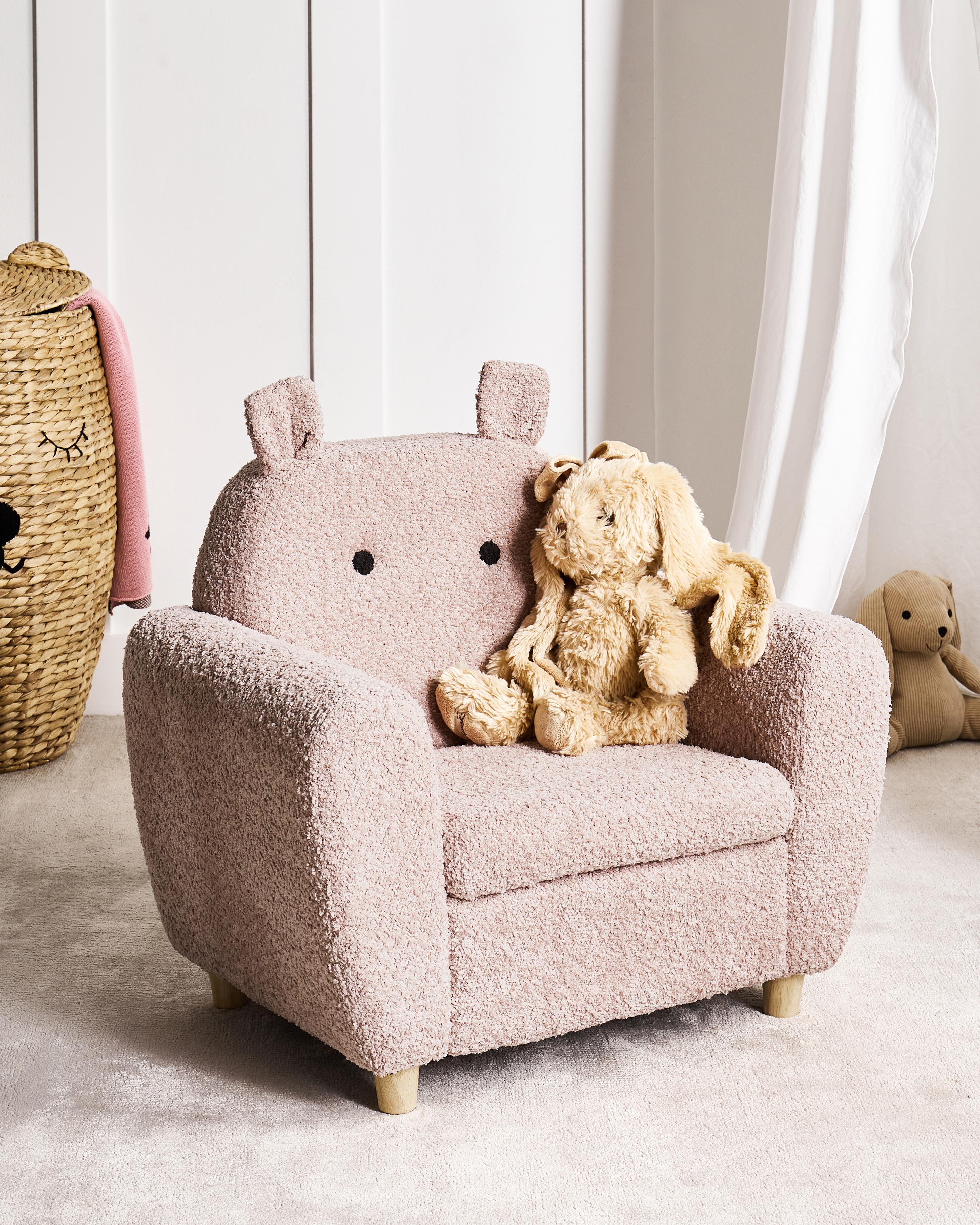 Kinderfauteuil Nijlpaard MARIBO Bouclé Pastelroze