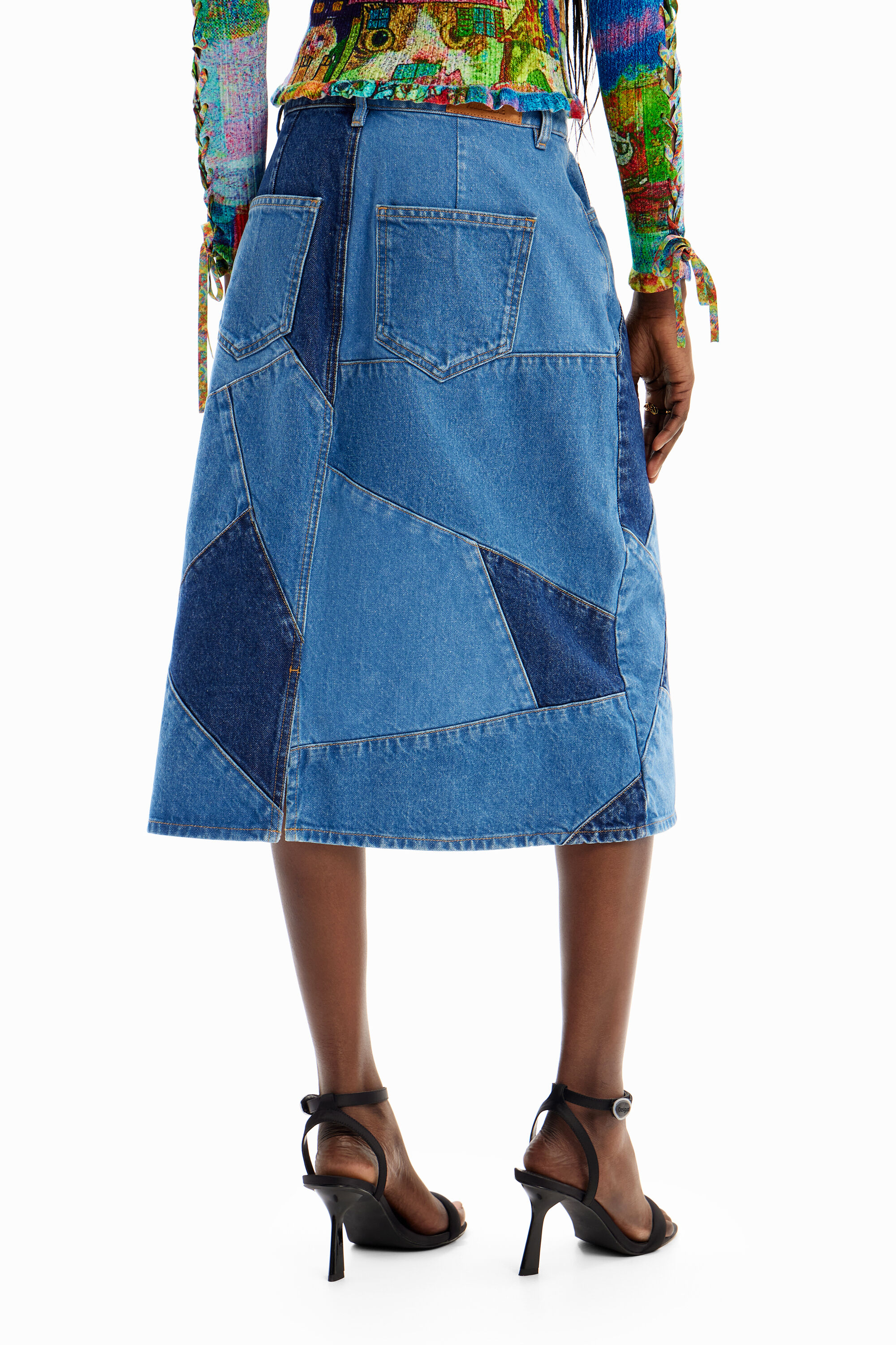 Saia jeans com patch María Escoté