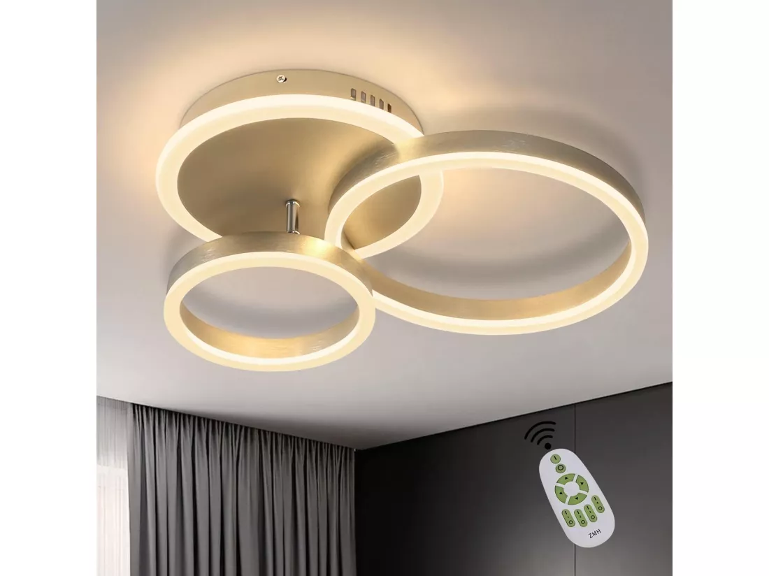 NETTLIFE Plafonnier à Led à intensité variable Ring Design avec télécommande Moderne 46W