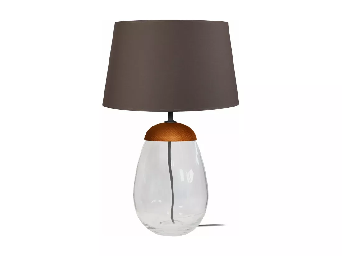 Lampe a poser ovale verre ,foncé,marron 46 cm.