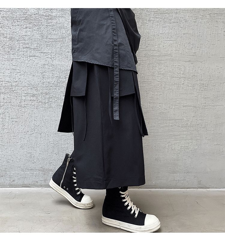 ravewider - Cropped onregelmatige wijde broek