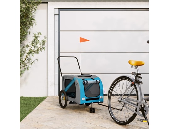 VIDAXL - Remorque de vélo pour animaux de compagnie bleu et gris