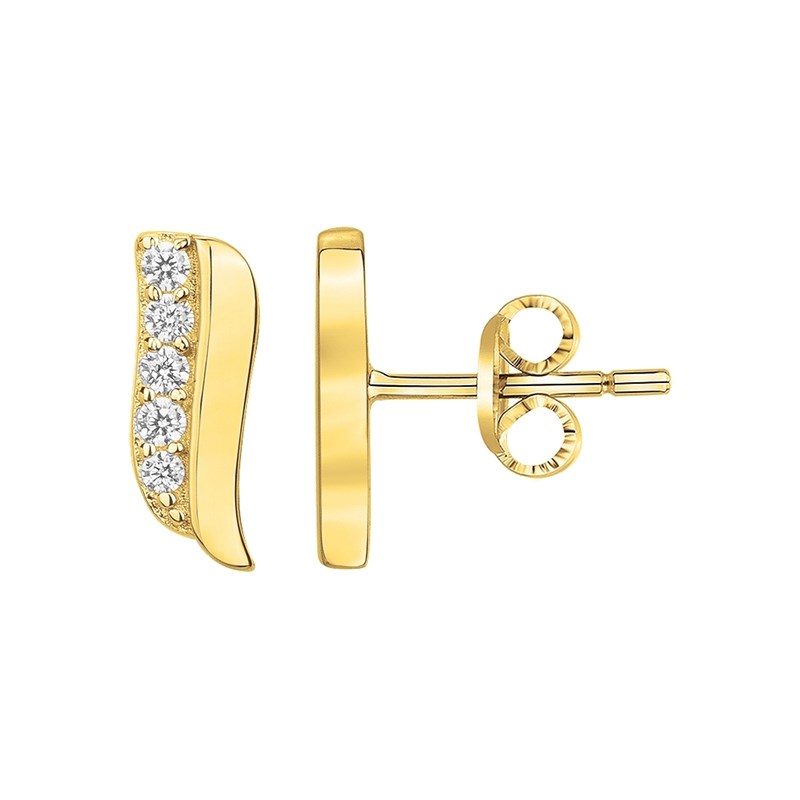 Boucles d'oreilles puces en Plaqué Or avec oxyde de zirconium blanc