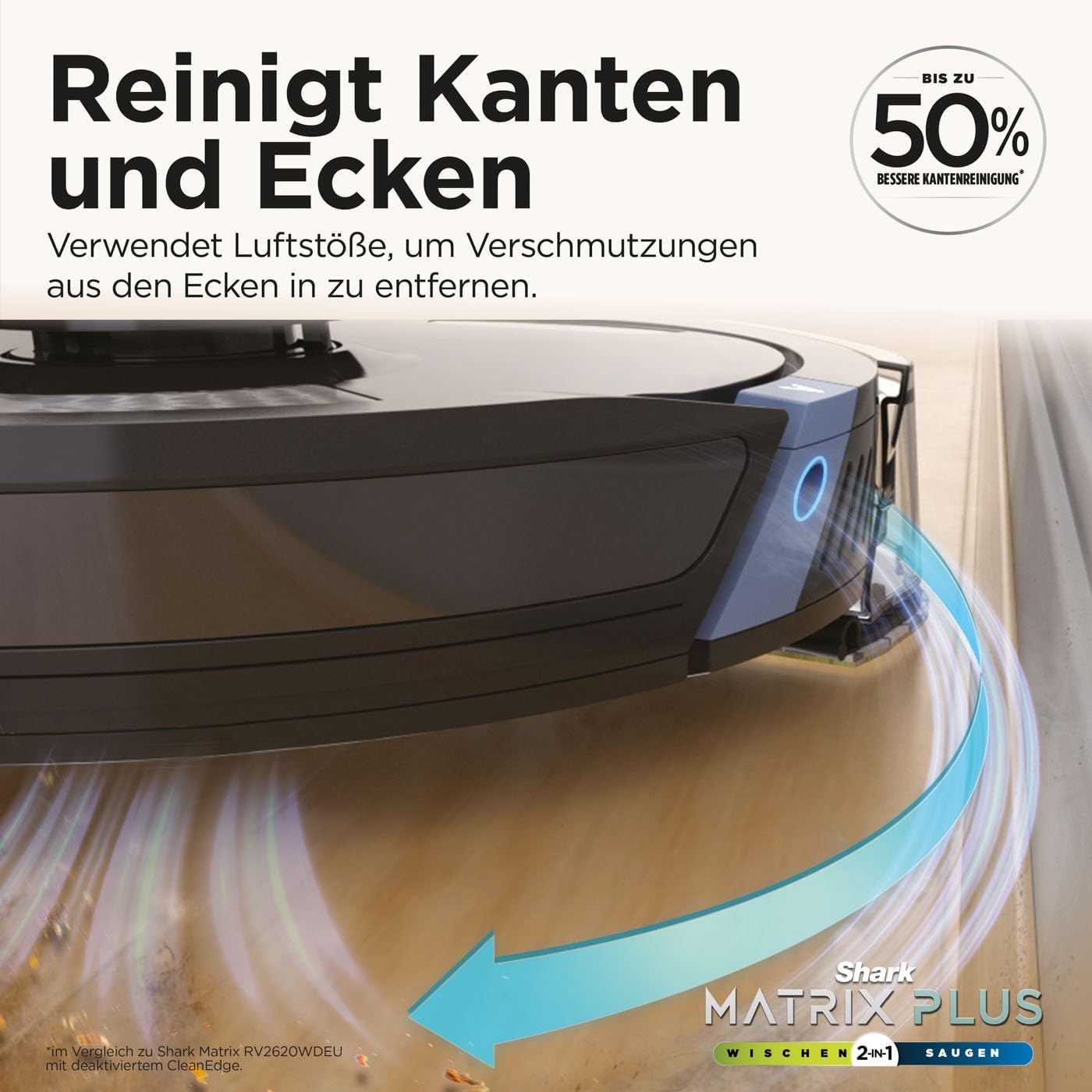 Shark Matrix Plus 2-in-1 Wisch- & Saugroboter mit LiDAR-Home Mapping, Matrix- & Kantenreinigung, für Teppich, Hartböden & Tierhaare, Selbstaufladend, Anti-Allergen, WiFi/App, Schwarz