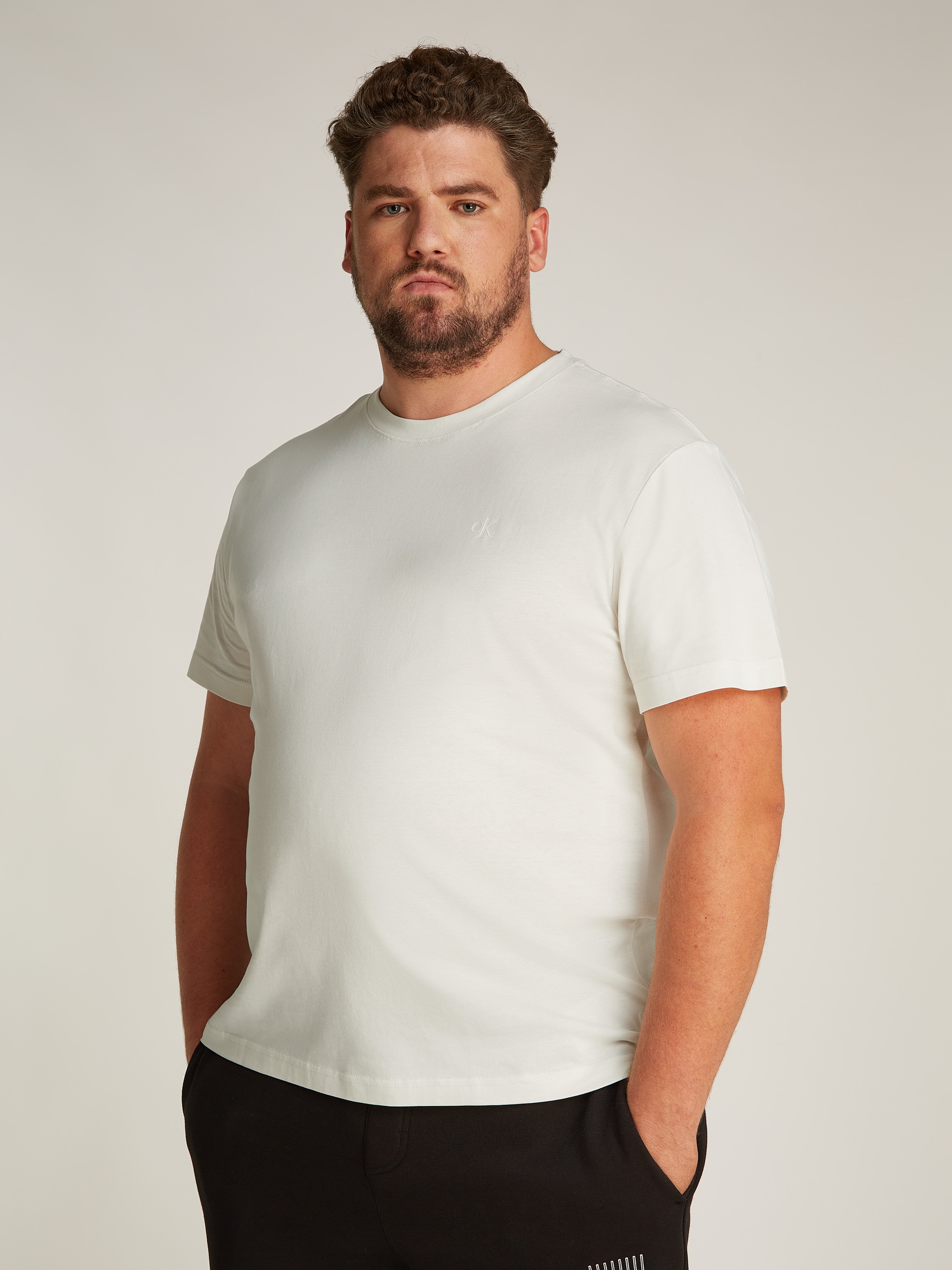Calvin Klein Jeans Plus T-Shirt »Plus Textured Monologo Tee«, in Grossen Grössen mit Rückendruck