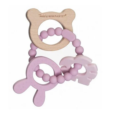 Teddykompaniet  Silikon & tre Bitering, Foggy Pink