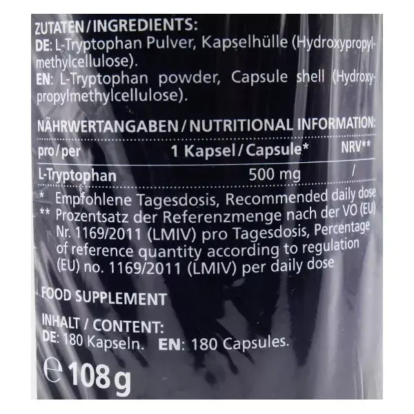 Vitamaze L-Triptofano 500mg 180 cápsulas