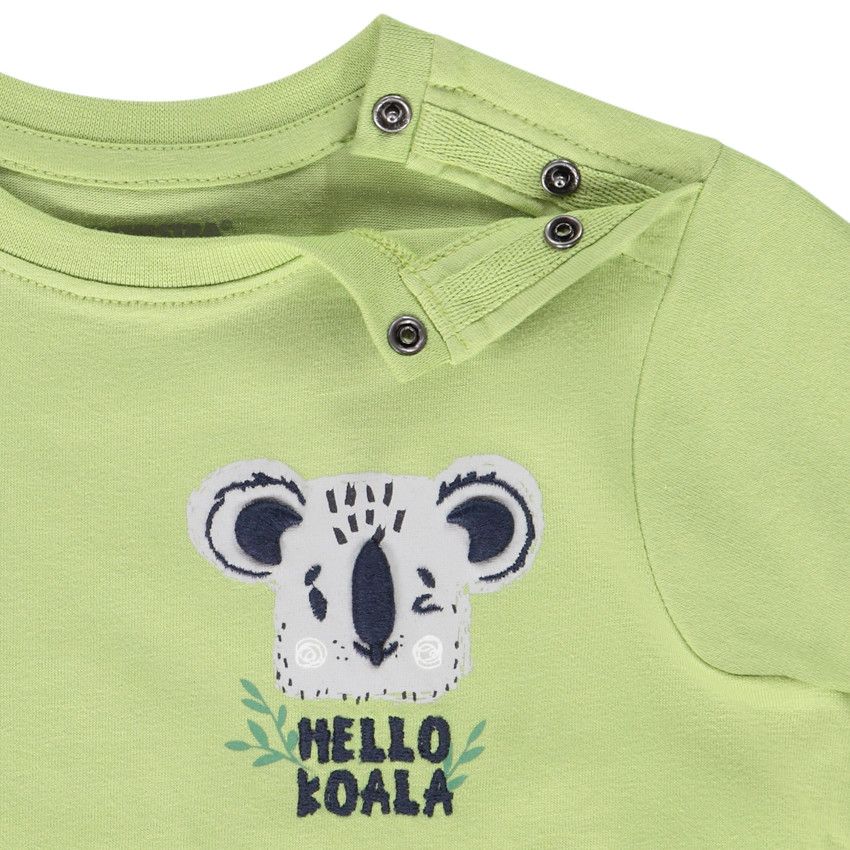 T-shirt manches courtes print et broderies koala pour bébé garçon - Vert