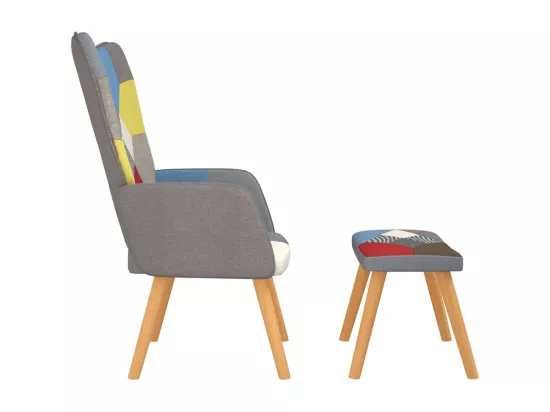 Chaise de relaxation avec repose-pied Patchwork Tissu