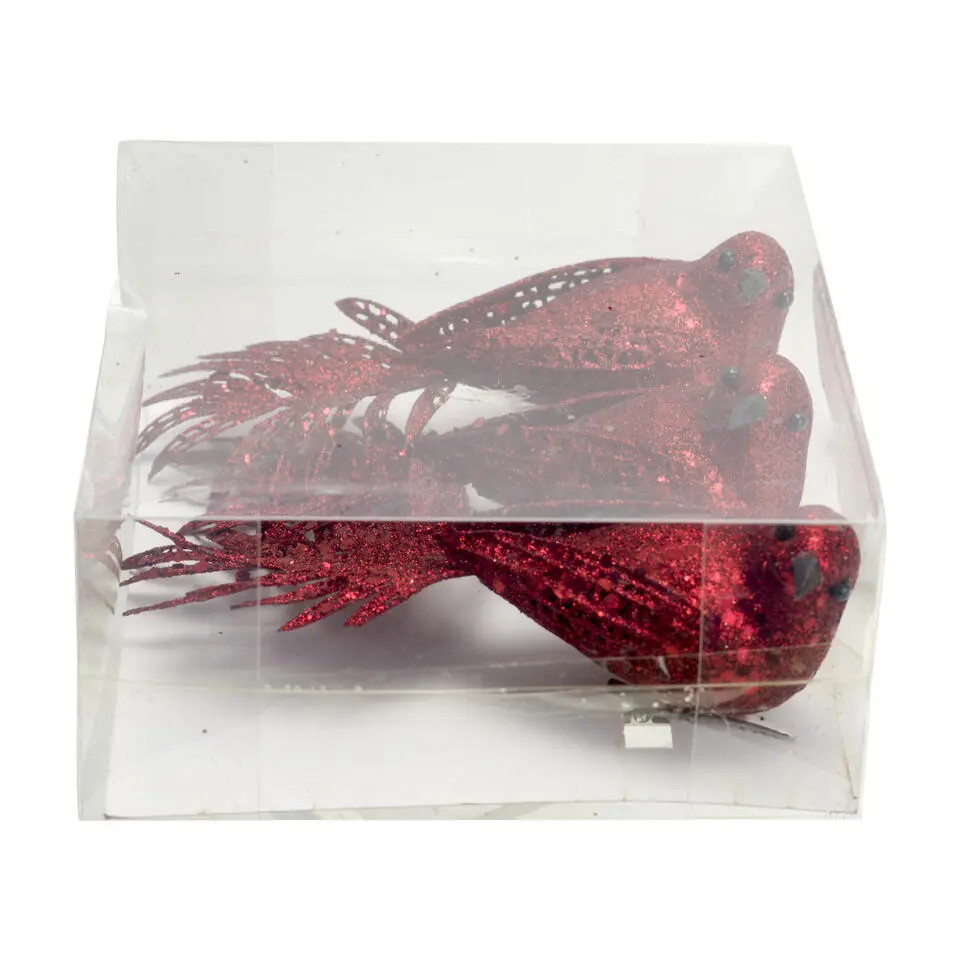Cosy @ Home Kersthangers - vogel - rood - 3 stuks - 16 cm