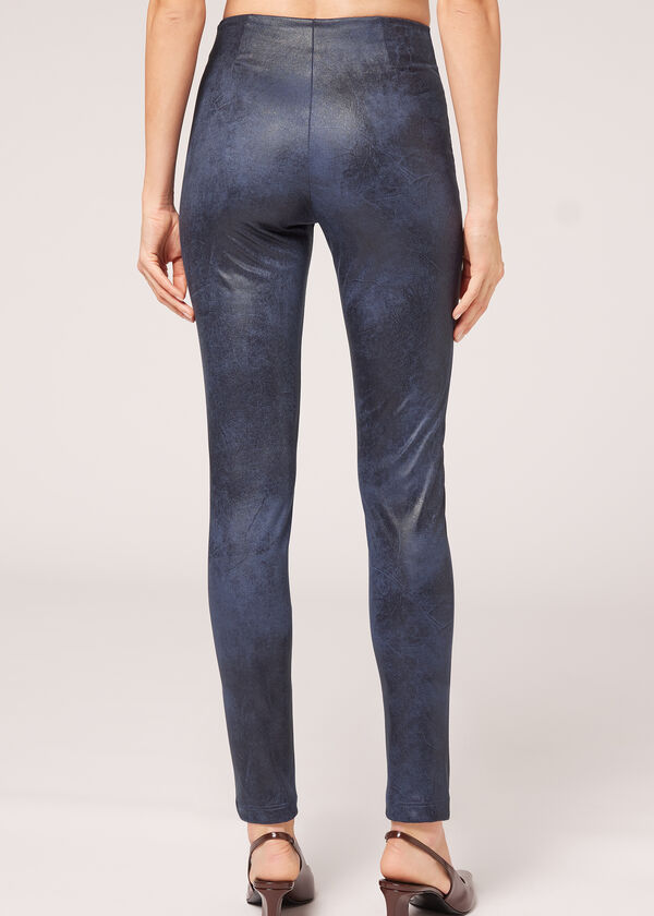 Leggings de camurça com efeito vintage