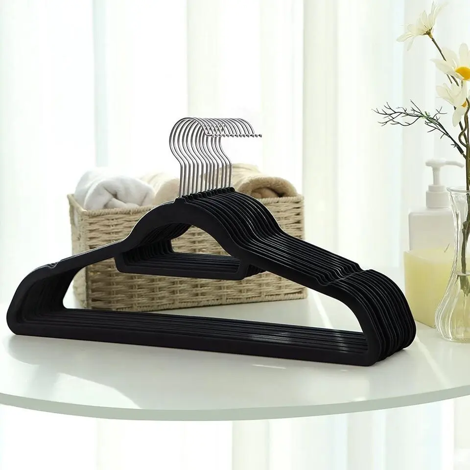 Parya Home - Anti-Slip Kleerhangers - Zwart - 100 stuks