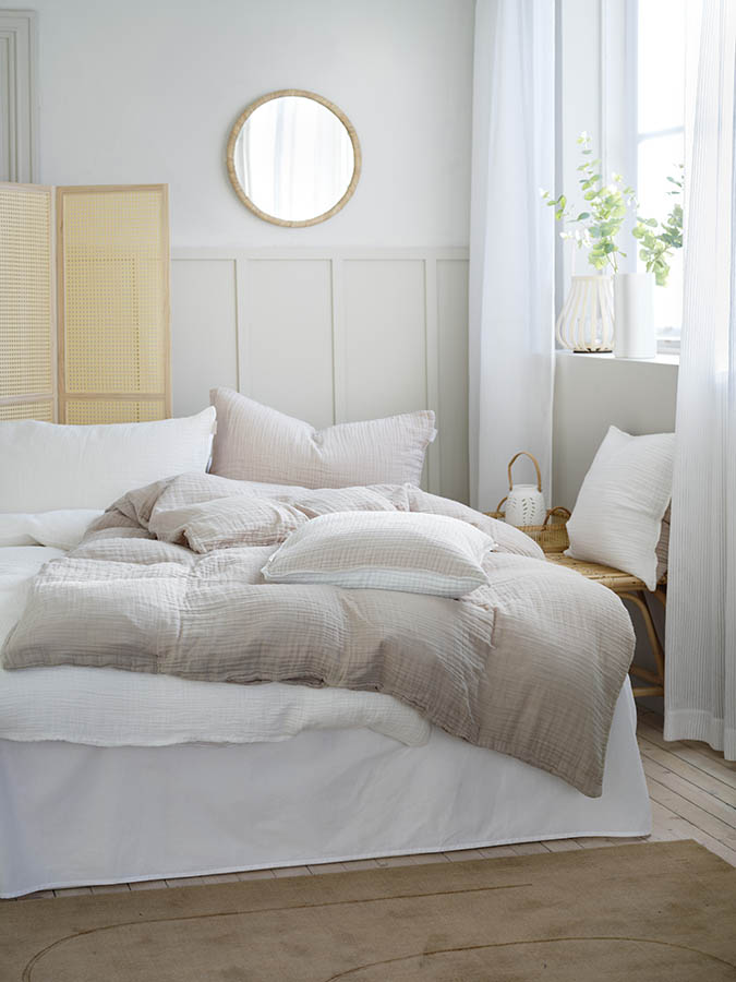 Marna musselinsengesett 140x200 beige
