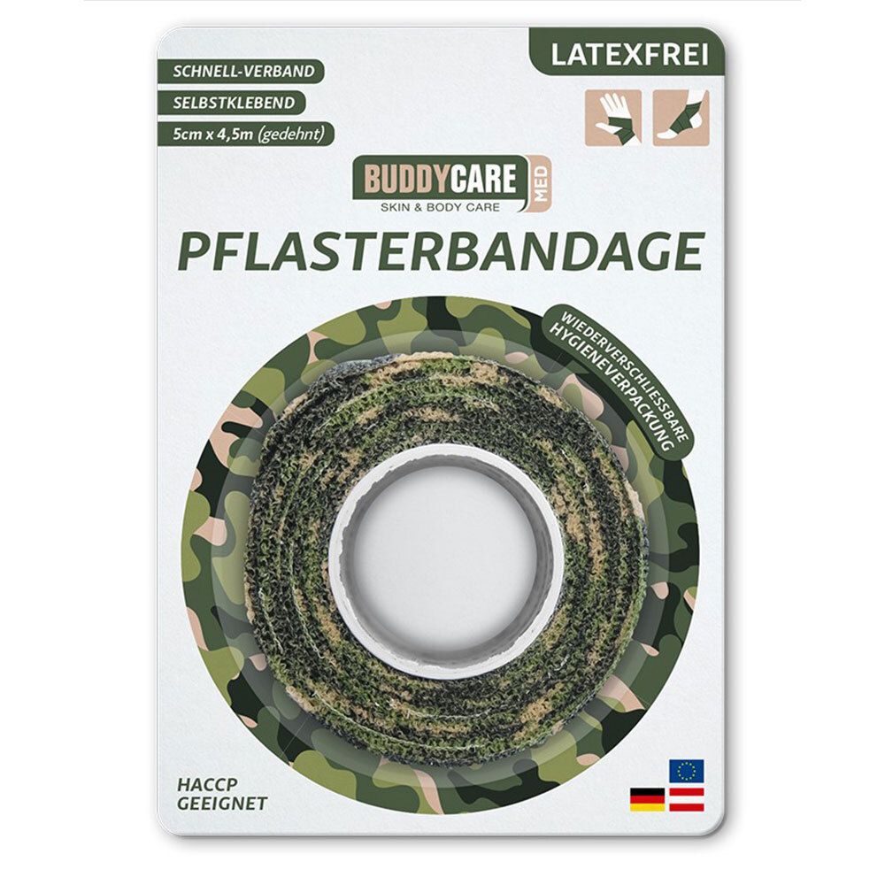 BUDDYCARE® MED Fingertape GRÜN CAMOUFLAGE 5 cm x 4,5m Latexfrei