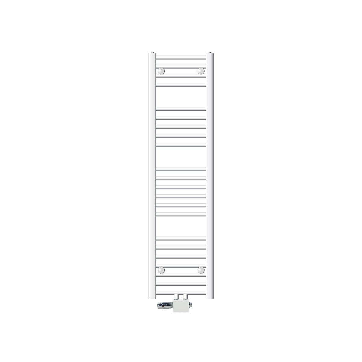 ECD Germany Badkamerradiator, Middenaansluiting, 300 x 1400 mm, Wit, Recht, met Thermostaat en Aansluitset, Universele Hoek- en Doorloopvorm, Wit - Radiator, Verwarming, Handdoekwarmer, Handdoekdroger
