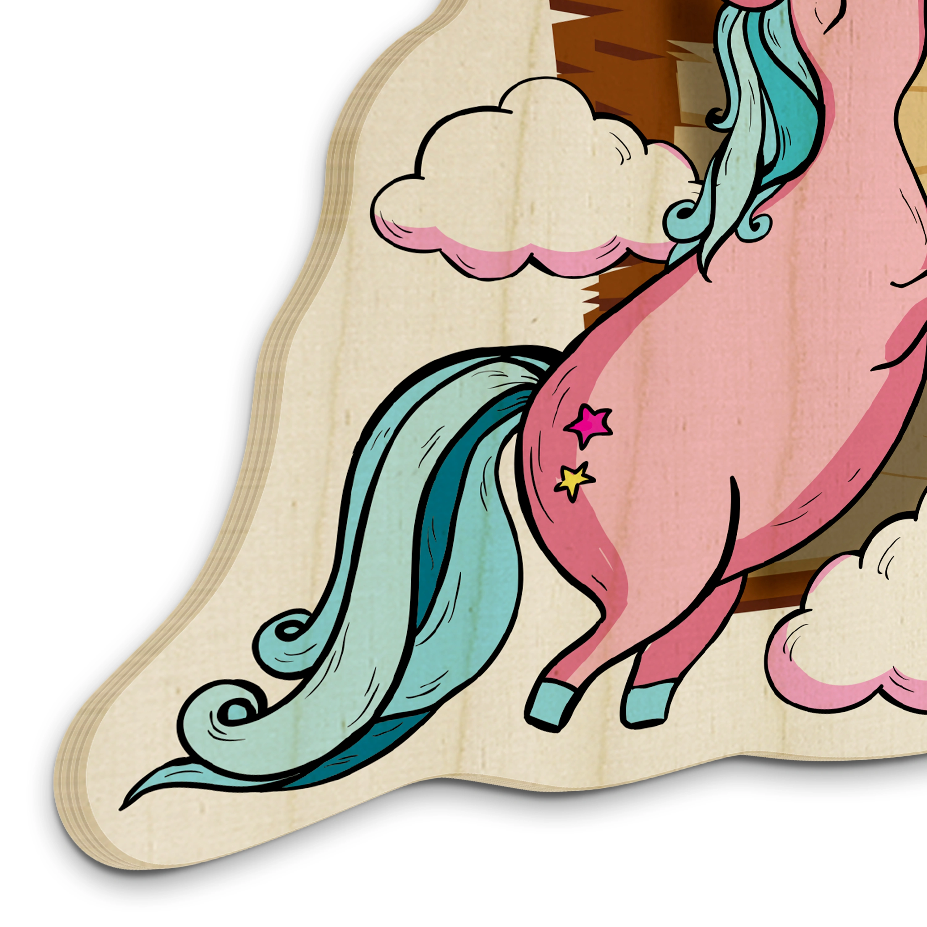 Personalisiertes Holz-Türschild mit Namen (Motiv: Einhorn)