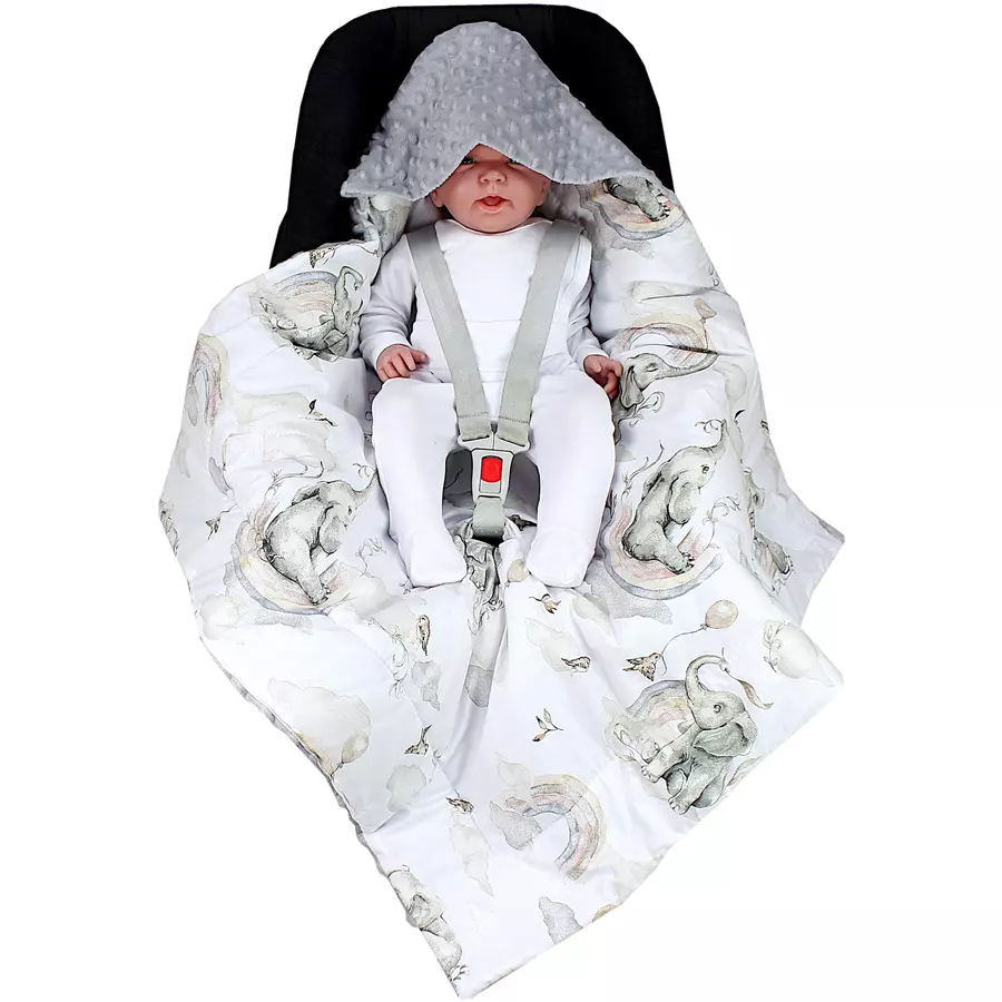 TupTam Baby Winter Einschlagdecke für Babyschale Wattiert weiß Modell 1