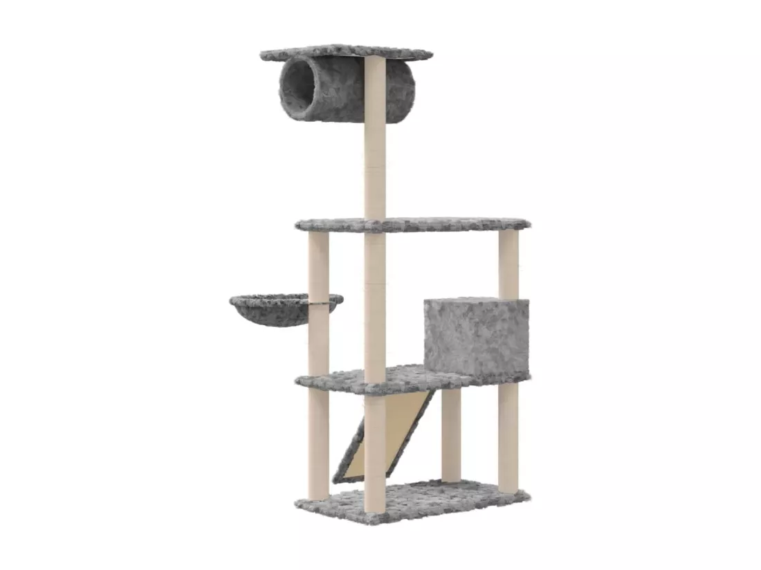 Arbre à chat avec griffoirs en sisal Gris clair 131 cm