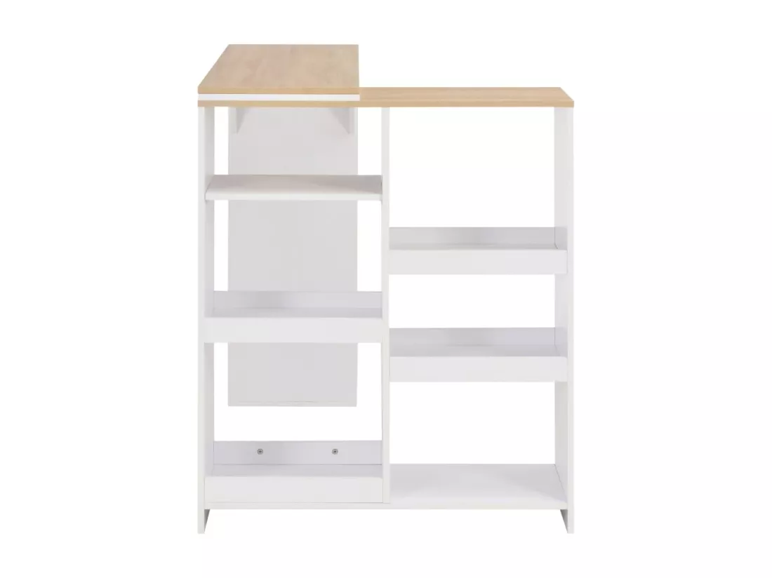 Table de bar avec tablette amovible Blanc 138x39x110 cm