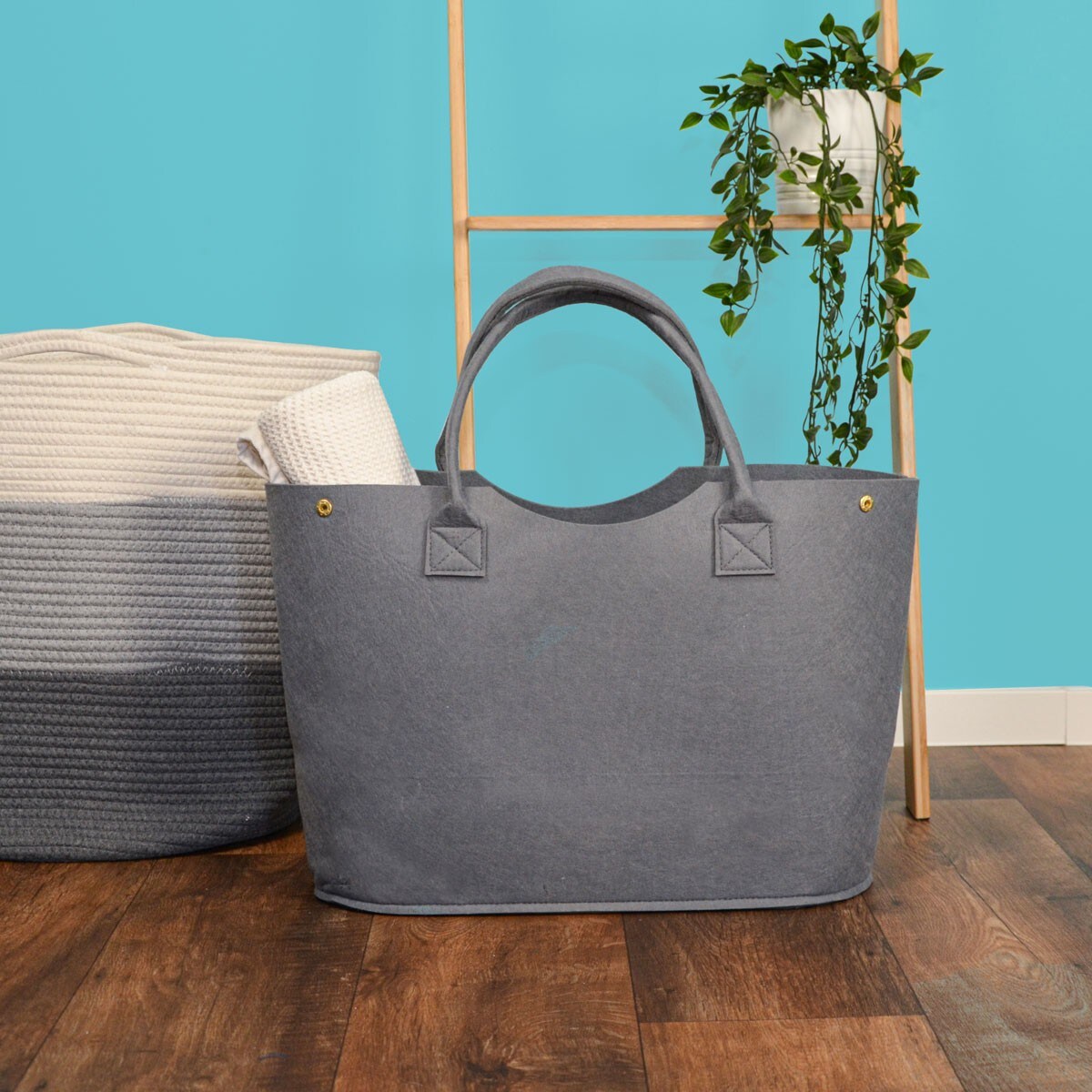2-in-1 Erweiterbarer Filz Shopper 47x20x35cm XL Tasche Einkaufstasche Groß