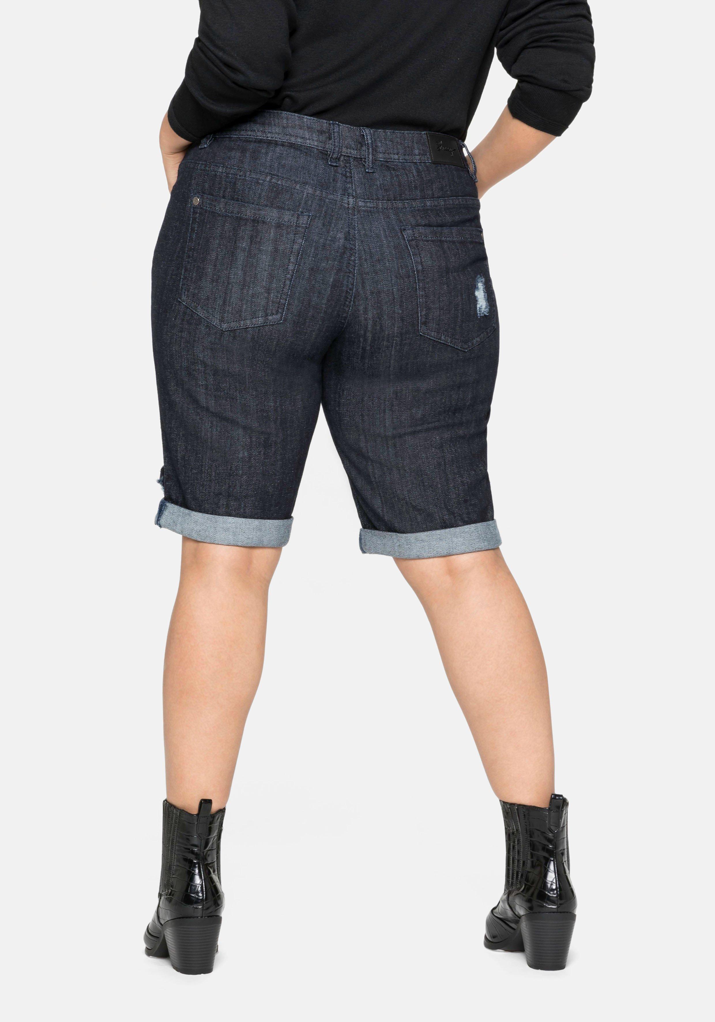 Jeansbermudas im Used-Look