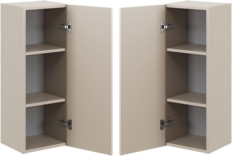 Lomadox Badezimmer Hochschrank in Kaschmir matt (2X Hängeschrank)