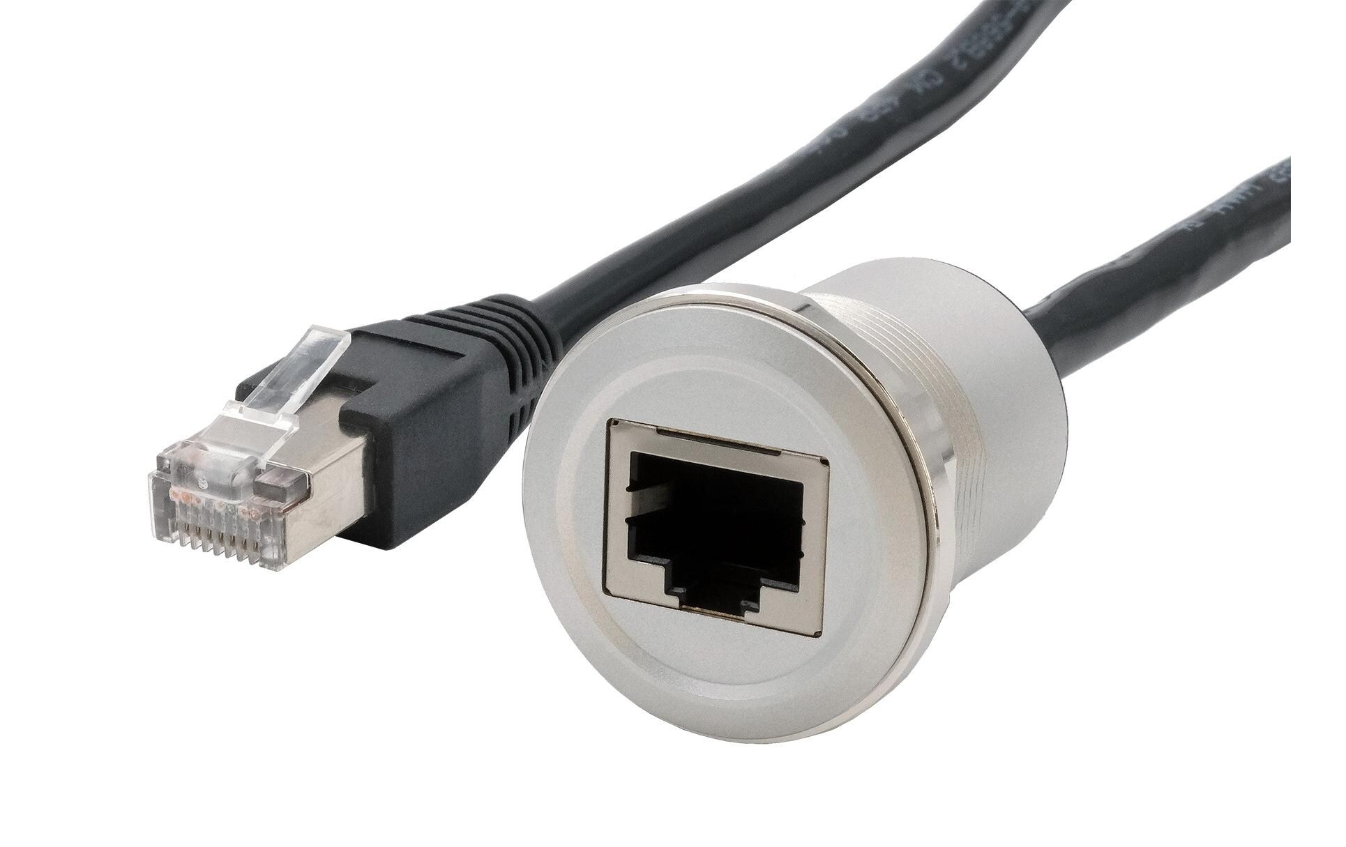 RJ45 Einbaubuchse Cat.6, Buchse zu Stecker, 30 cm 1 StückEinbau-Adapter RJ45 Cat.6
