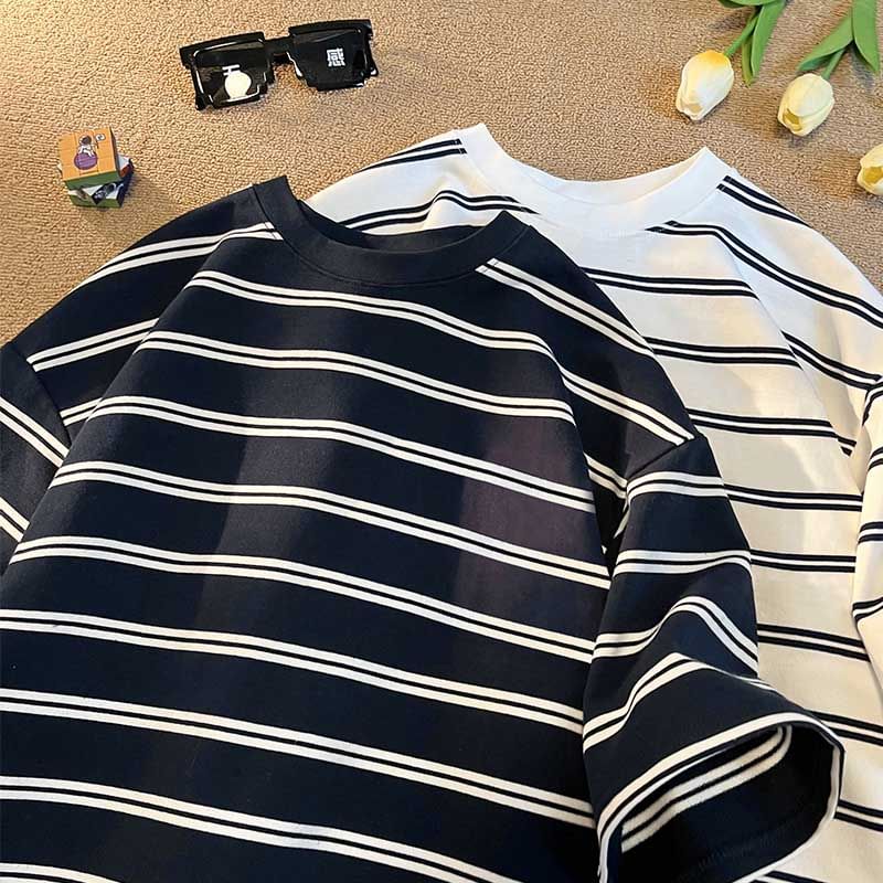 Whyessa - Gestreept T-shirt met korte mouwen en ronde hals