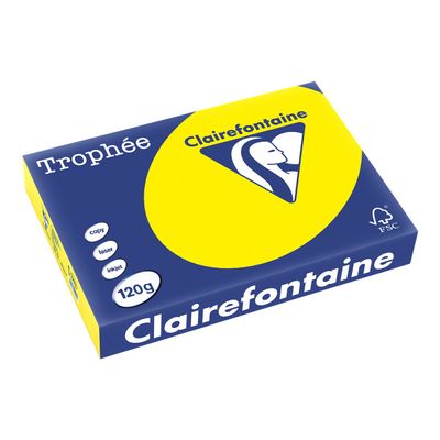 Clairefontaine Trophée - Papier couleur - A4 (210 x 297 mm) - 120 g/m² - Ramette de 250 feuilles - jaune soleil
