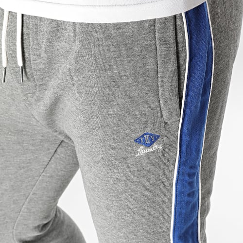 Pantalon Jogging A Bandes Invidia Gris Chiné Bleu